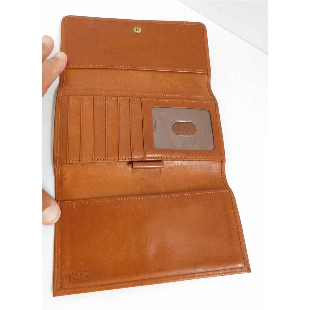 Dooney & Bourke Black British Brown Leather Large‎ Clutch Wallet